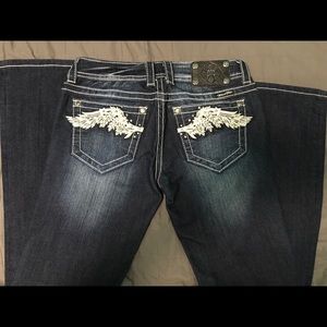 Miss me angel wing embellished dark wash jeans